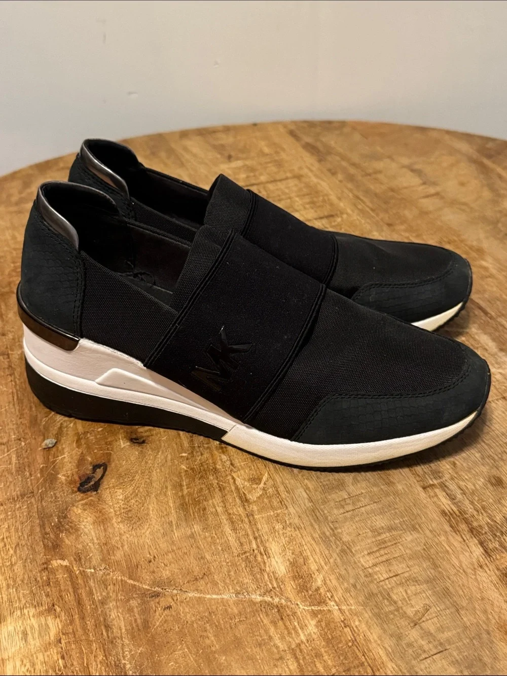 Michael Kors Black and White Slip-On Platform Sneaker